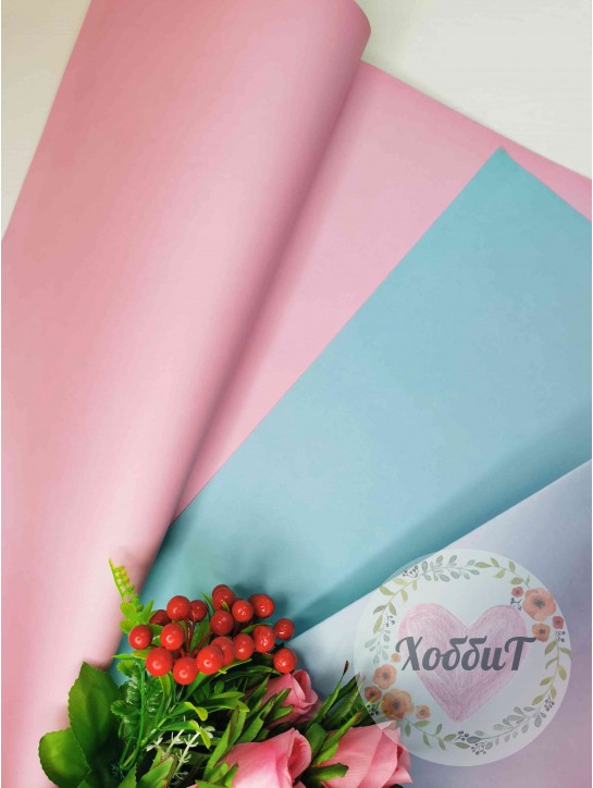 Бумага упаковочная "Радуга" 58*58см (розовый)
